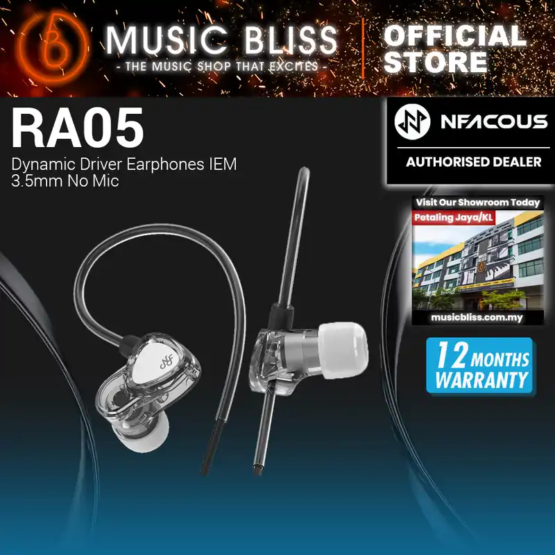 NF Acous RA05 Dynamic Driver Earphones IEM 3.5mm No Mic (Grey) New Arrival