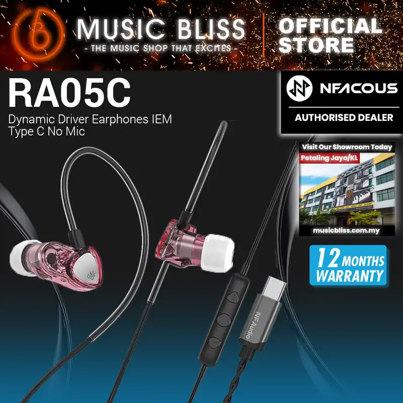 NF Acous RA05 Dynamic Driver Earphones IEM 3.5mm No Mic (Pink) Direct From Manufacturer