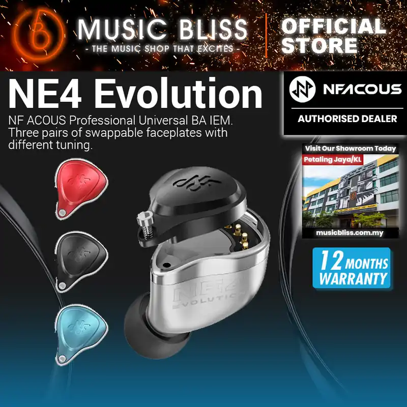 NF Acous NE4 Evolution Live Sound Monitoring Earphones with Swappable Faceplate Tuning Weekend Sale