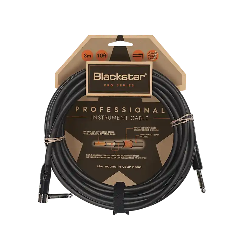 Flash Sale Blackstar CABLE-PRO-3M-SA 10ft Professional Instrument Cable, Straight/Angled