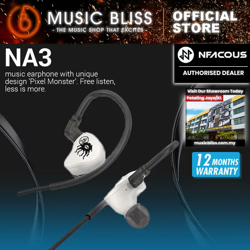 Limited Edition NF ACOUS NA3 MCL-10 Dynamic Driver Music Earphone/IEM with unique design 'Pixel Monster' - White