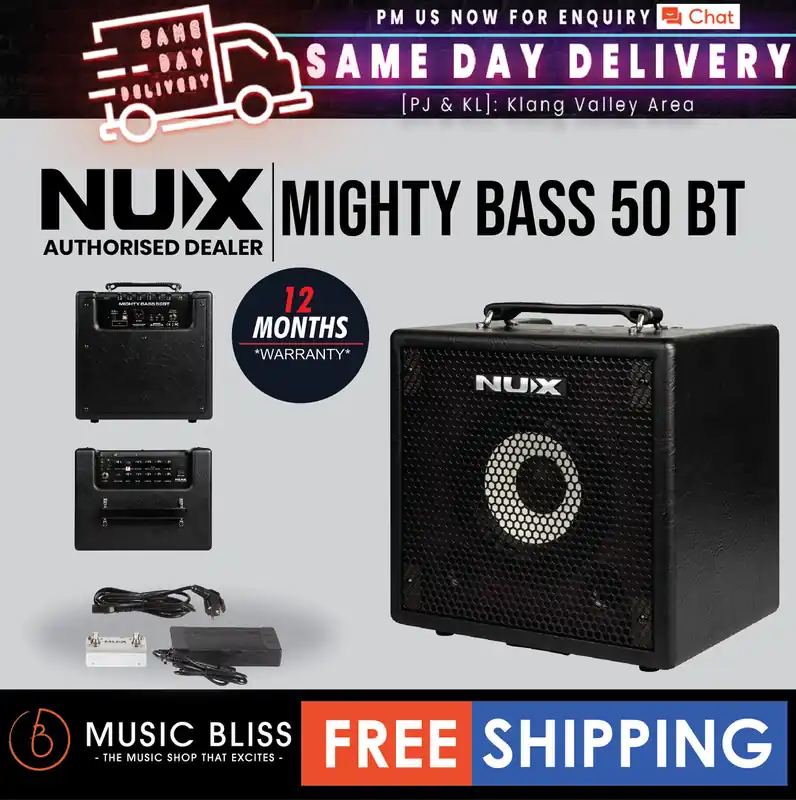 Flash Sale NUX Mighty Bass 50 BT 50 Watt Bass Amplifier with Effects