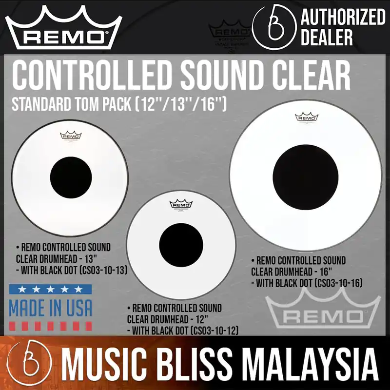Popular Remo Controlled Sound Clear Standard Tom Pack (12''/13''/16'')