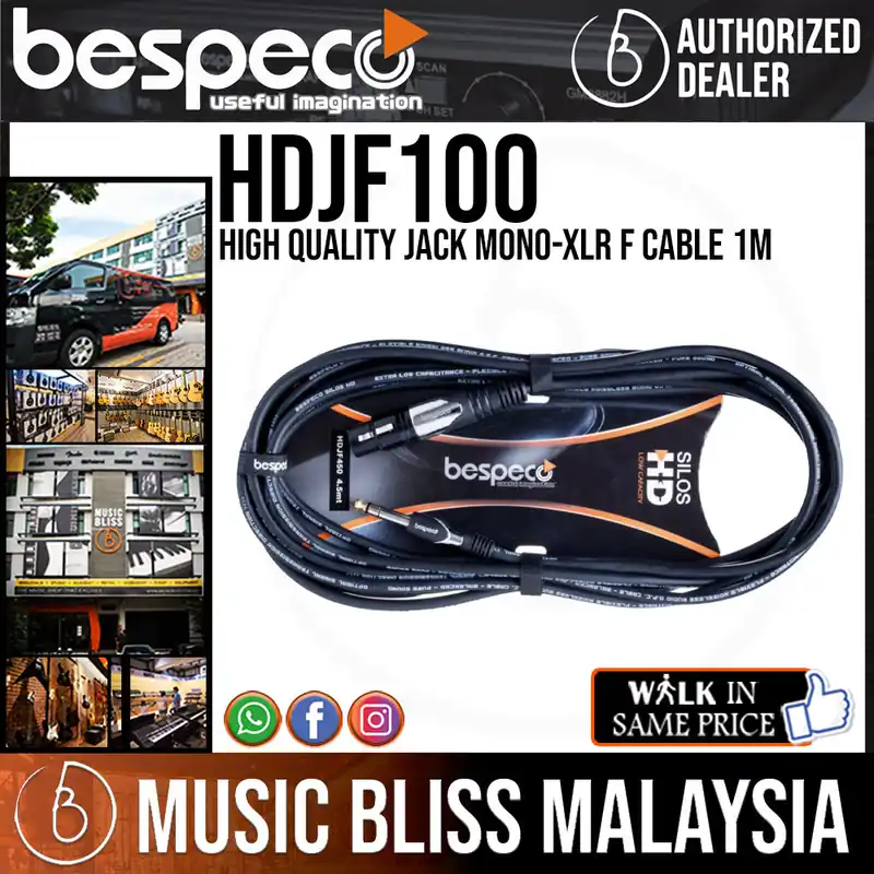 Bespeco HDJF100 High Quality Jack Mono-XLR F Cable 1M Shop Now