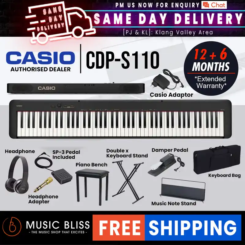 Get Yours Casio CDP-S110 88-key Digital Piano Musician Package with FREE Headphone