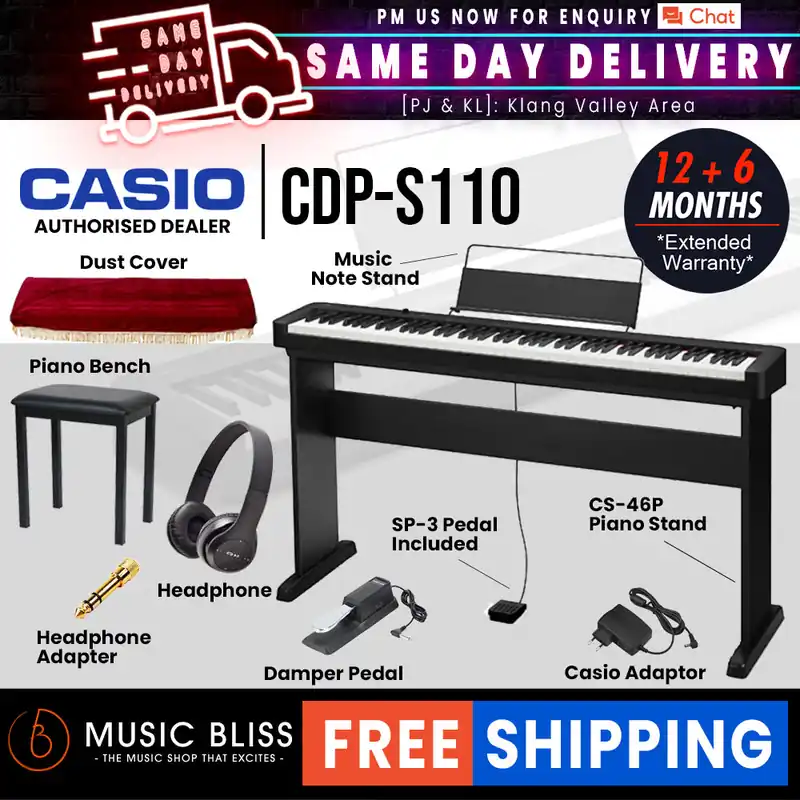 Today Only Casio CDP-S110 88-key Digital Piano Home Package with FREE Headphone