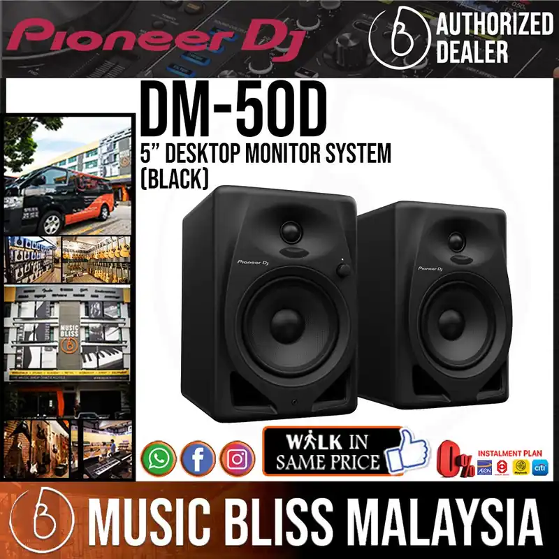 Pioneer DJ DM-50D 5-inch Active Monitor Speaker, Black - Pair Brand New