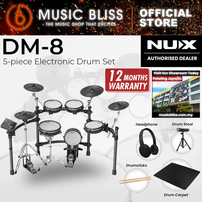 Flash Sale NUX DM-8 5-Piece Professional Digital Electronic Drum Set with Mesh Head