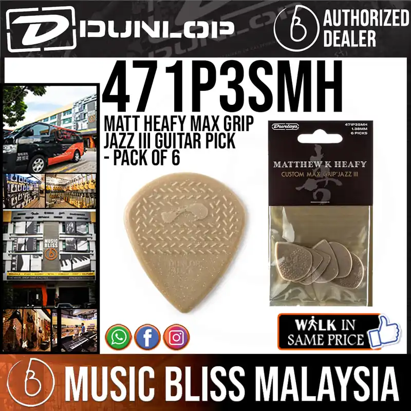 Deal Jim Dunlop 471P3SMH Matt Heafy Max Grip Jazz III Guitar Pick - Pack of 6