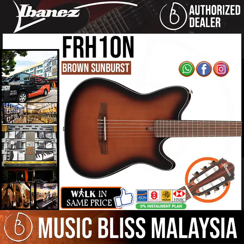 Seasonal Sale Ibanez FRH10N Thinline Nylon Acoustic-electric Guitar - Brown Sunburst