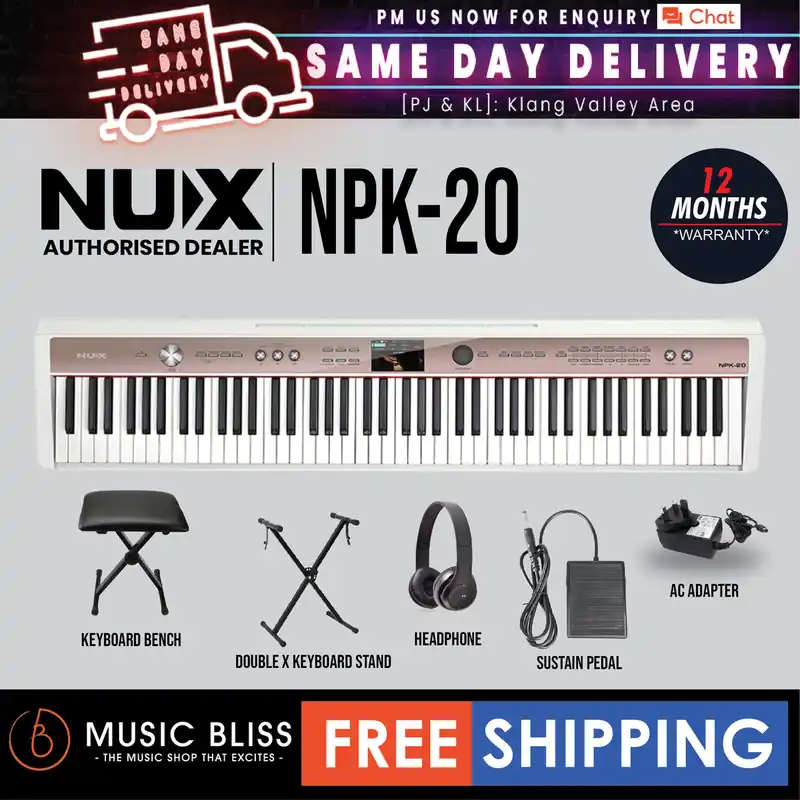 Special Discount NUX NPK-20 88-Key Portable Digital Piano - White