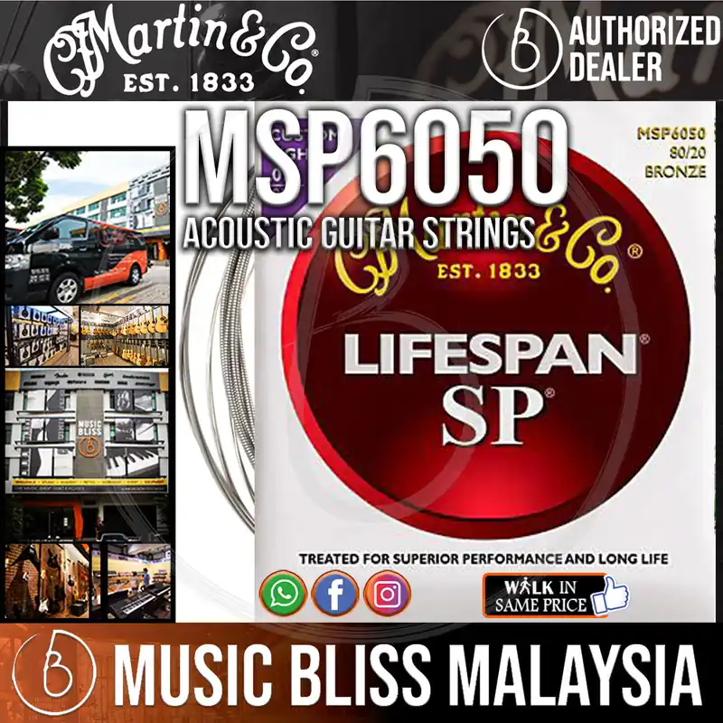 Martin MSP6050 Lifespan Acoustic Guitar Strings, Custom Light, 80/20 Bronze 011-052 Mega Sale