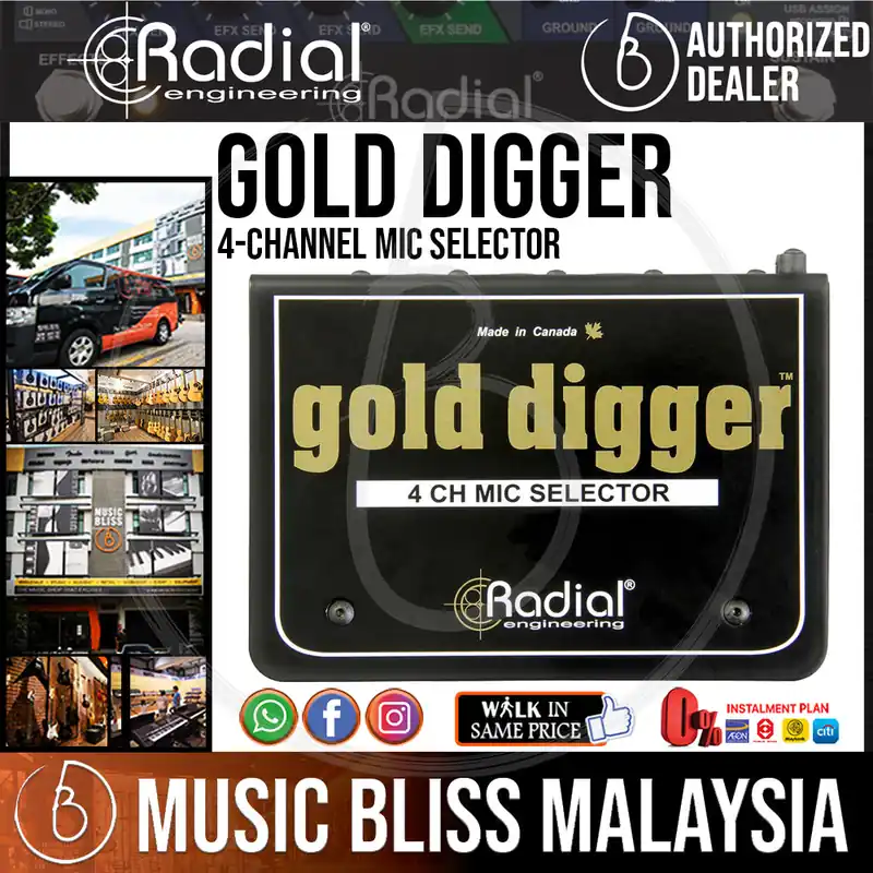 Fresh Stock Radial Engineering Gold Digger 4-channel Mic Selector