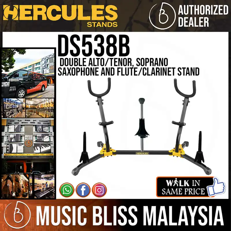 Hercules DS538B Double Alto/Tenor, Soprano Saxophone and Flute/Clarinet Stand Buy Direct