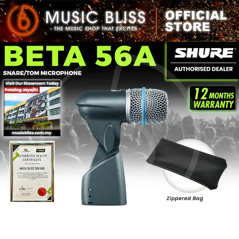 Shure BETA 56A Supercardioid Dynamic Snare / Tom Microphone Worldwide Shipping