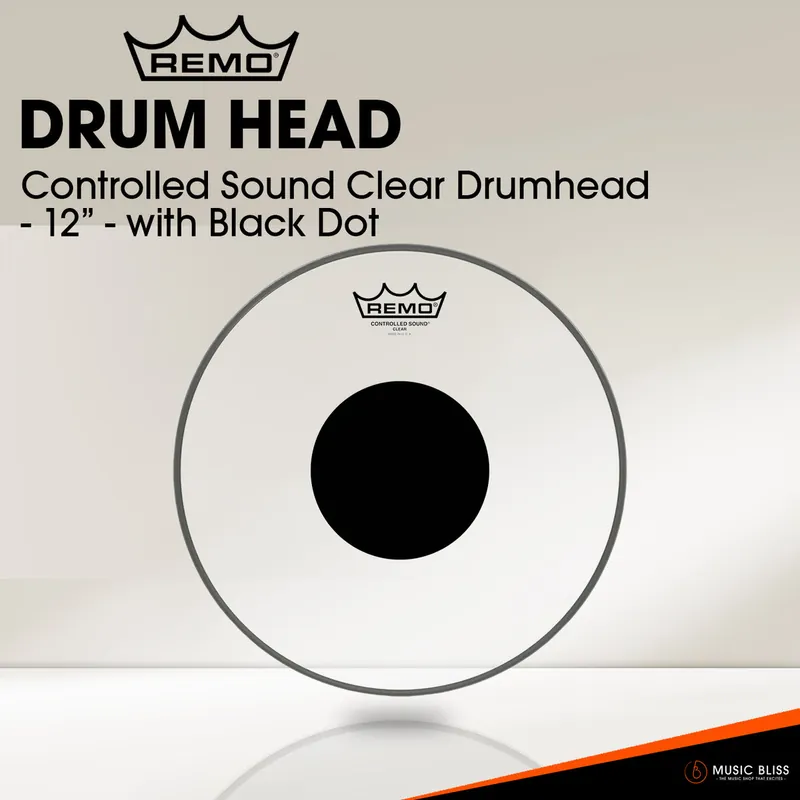 While Supplies Last Remo Controlled Sound Clear Drumhead - 12" - with Black Dot