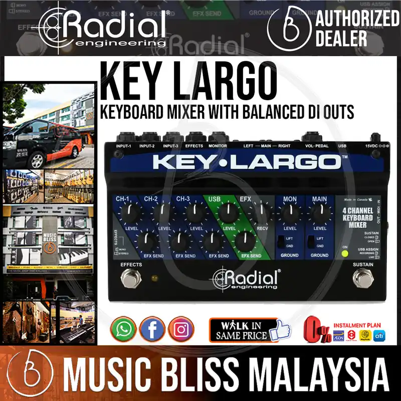 Radial Engineering Key-Largo Keyboard Mixer with Balanced DI Outs Hot Deal