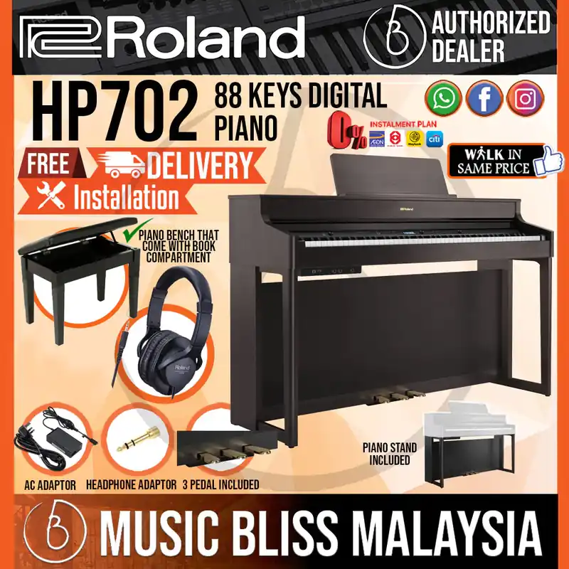 Roland HP702 88-keys Digital Piano with Piano Bench - Dark Rosewood Holiday Sale
