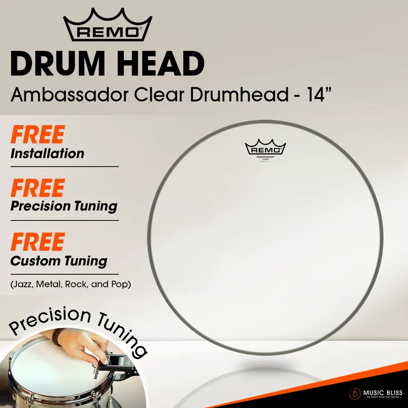 Remo Ambassador Clear Drumhead - 14" [Free In-Store Installation] Limited Time