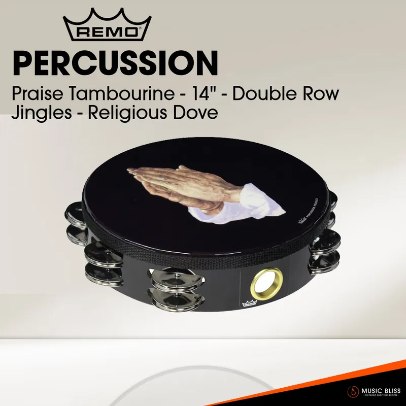 Time-Limited Remo Praise Tambourine - 8" - Double Row Jingles - Praying Hands