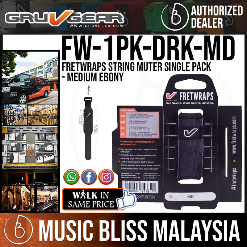 Hot Picks Gruv Gear FretWraps Wood 'Ebony' String Muter Single Pack - Medium
