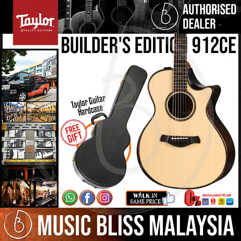 Fast Shipping Taylor 912ce Builder's Edition 6-string Acoustic-electric Guitar with Hardcase - Natural