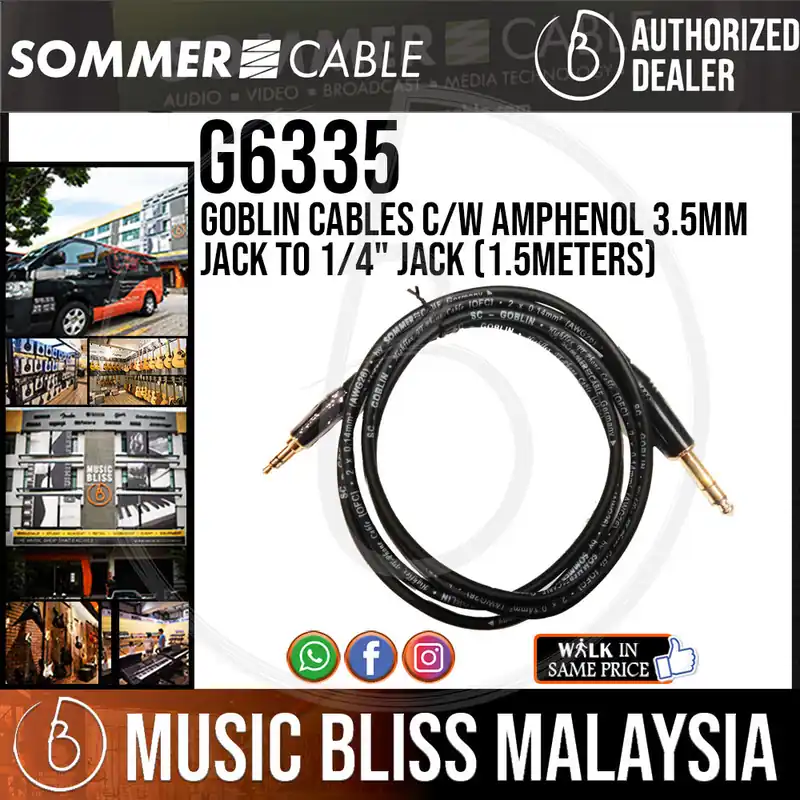 Fan Favorite Sommer G6335 Goblin 3.5mm TRS to 1/4 Inch TRS Cable -1.5m