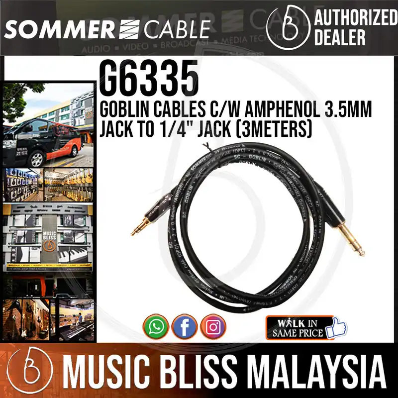 Top Rated Sommer G6335 Goblin 3.5mm TRS to 1/4 Inch TRS Cable -3m