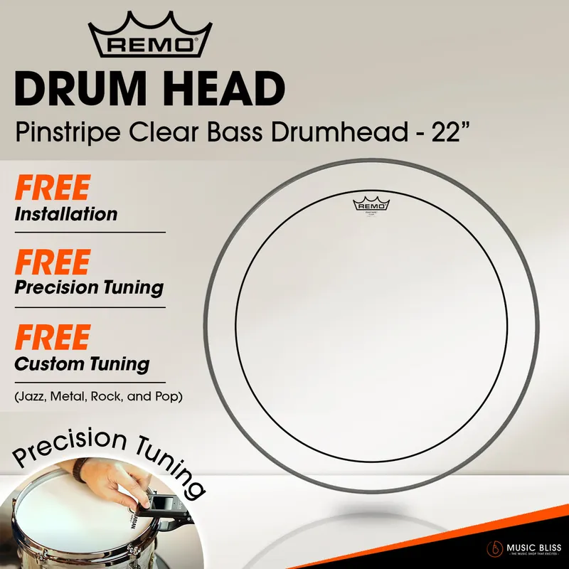 Authentic Remo Pinstripe Clear Bass Drumhead - 22" [Free In-Store Installation]