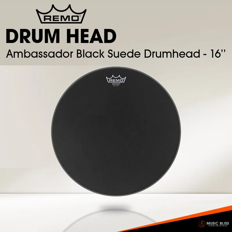 Viral Remo Ambassador Black Suede Drumhead - 16''