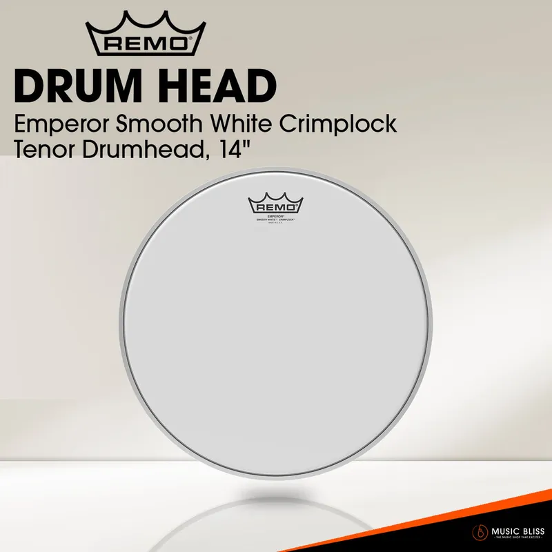 Grab Now Remo Emperor Smooth White Crimplock Tenor Drumhead - 14''