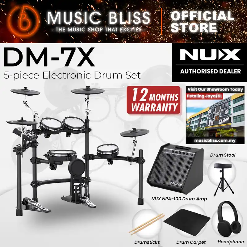 Viral NUX DM-7X 5-Piece Digital Electronic Drum Set with FREE Headphone