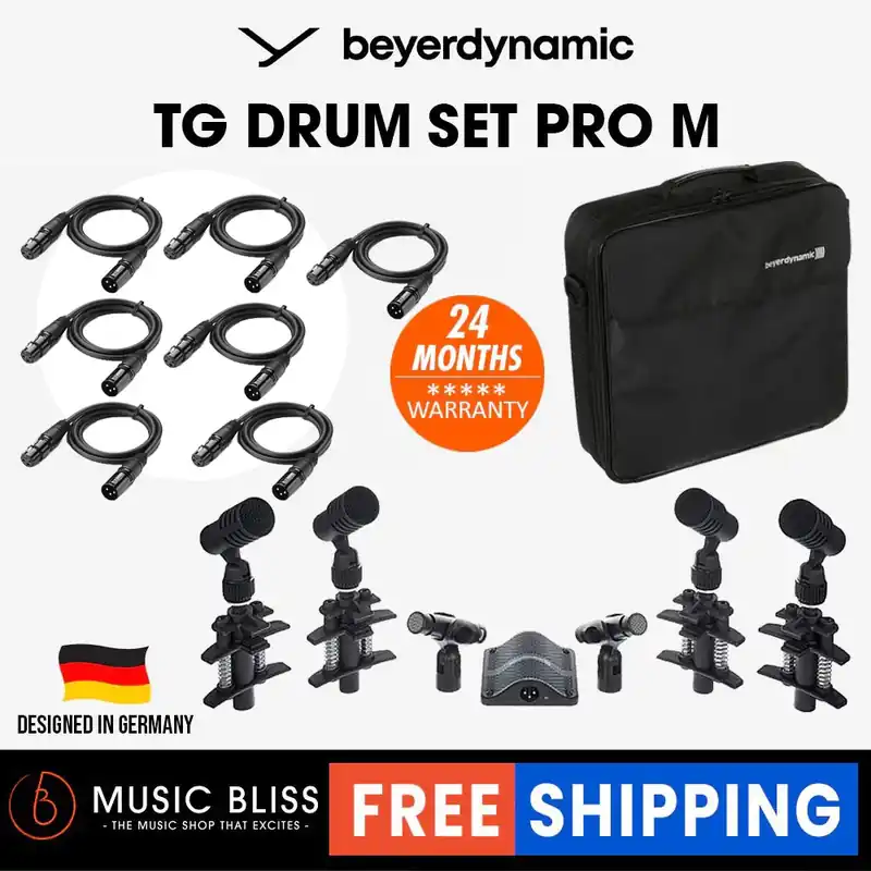 Cheap Beyerdynamic TG Drum Set Pro M, 7 Piece Drum Microphone Set with Microphone Clamps, Rugged Softbag & XLR Cables