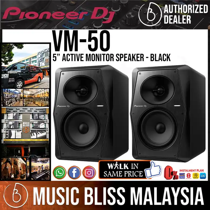 Pioneer DJ VM-50 2-Way Active Studio Monitor, Black - Pair Genuine