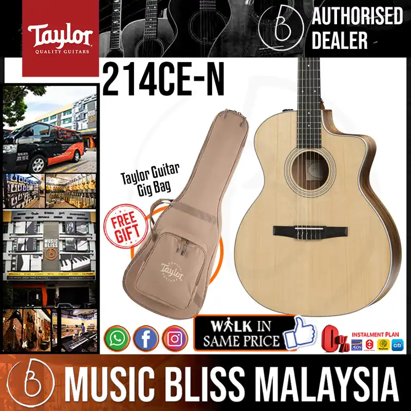 Big Sale Taylor 214ce-N Nylon Acoustic-Electric Guitar with Bag - Natural
