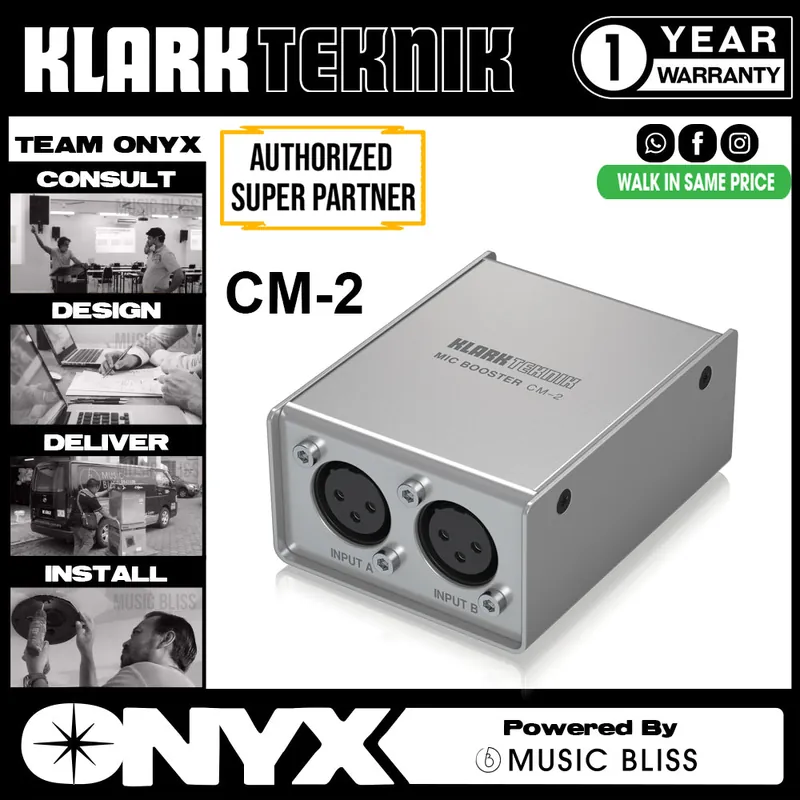 Worldwide Shipping Klark Teknik MIC BOOSTER CM-2 2 Channel Dynamic Microphone Booster