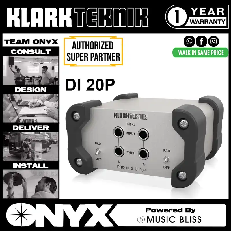 Direct From Factory Klark Teknik DI 20P Passive Stereo DI Box with Midas Transformer and Extended Dynamic Range