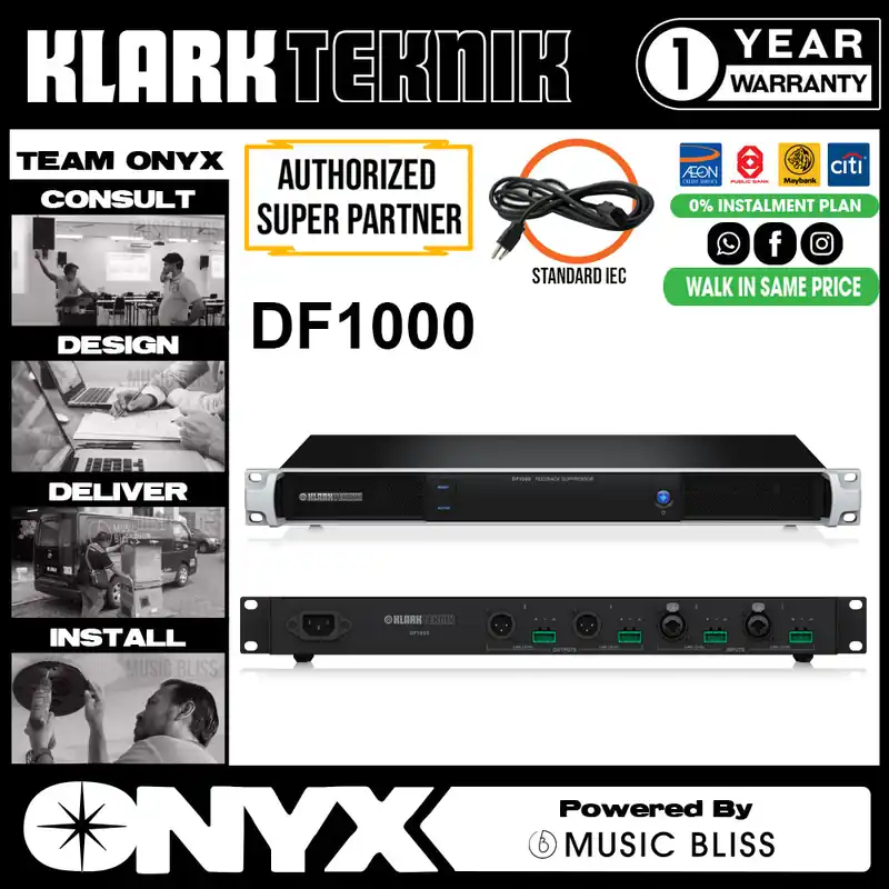 Hassle-Free Returns Klark Teknik DF1000 Ultra-Fast and Fully Automatic Dual Channel Feedback Suppression Processor