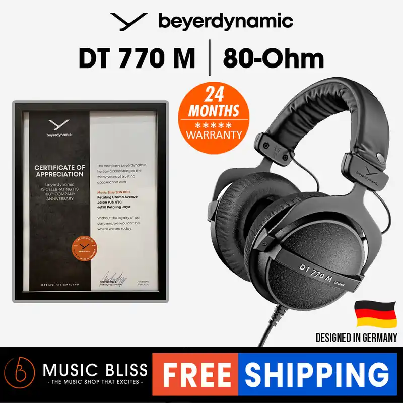 New Arrival Beyerdynamic DT 770 M 80 Ohm Over-Ear-Monitor Headphones In Black, Closed Design, Wired, Volume Control for Drummers and Sound Engineers FOH