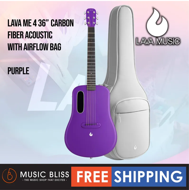 Wholesale Lava ME 4 36″ Carbon Fiber Acoustic-Electric Guitar with Airflow Bag - Purple
