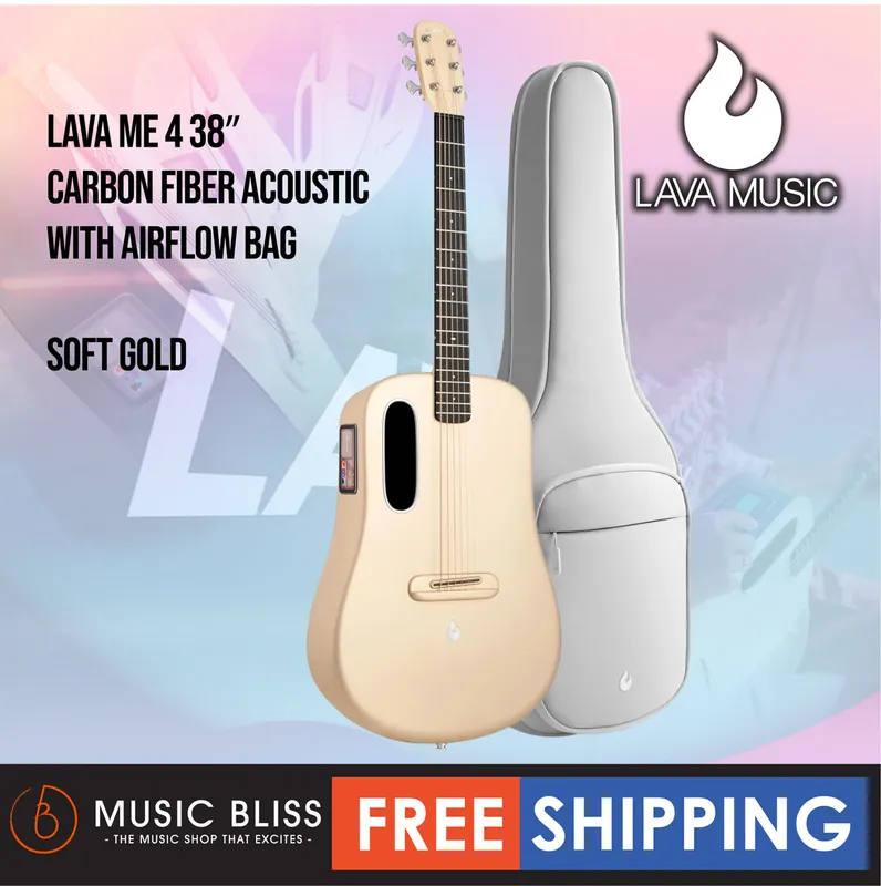 Lava ME 4 38″ Carbon Fiber Acoustic-Electric Guitar with Airflow Bag - Soft Gold Top Rated