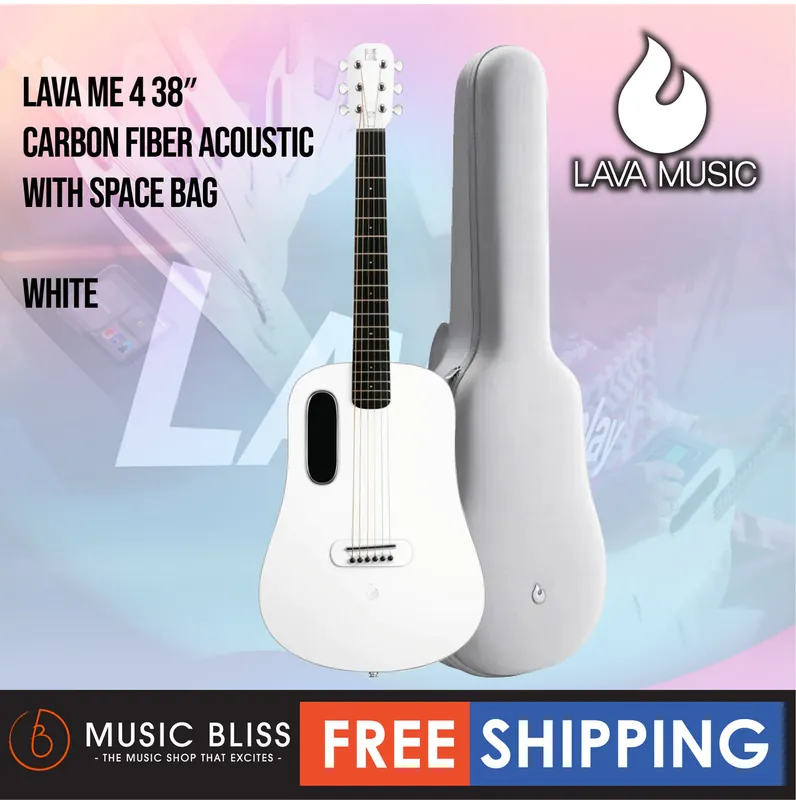 Lava ME 4 38″ Carbon Fiber Acoustic-Electric Guitar with Space Bag - White Bulk Order