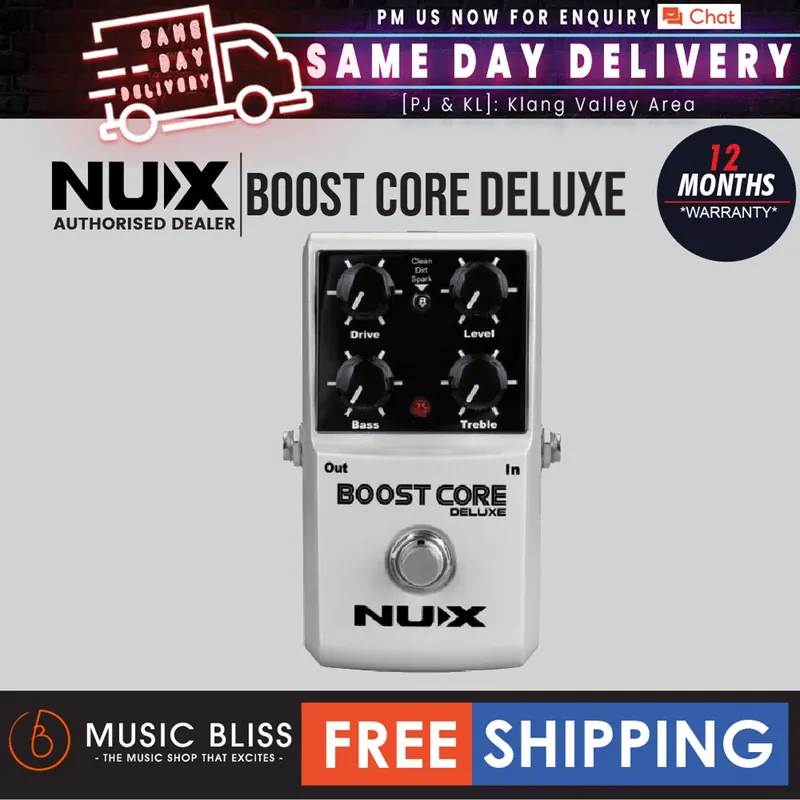 NUX Boost Core Deluxe Booster Effect Pedal Overdrive Distortion 3 Boost Modes Buy Online